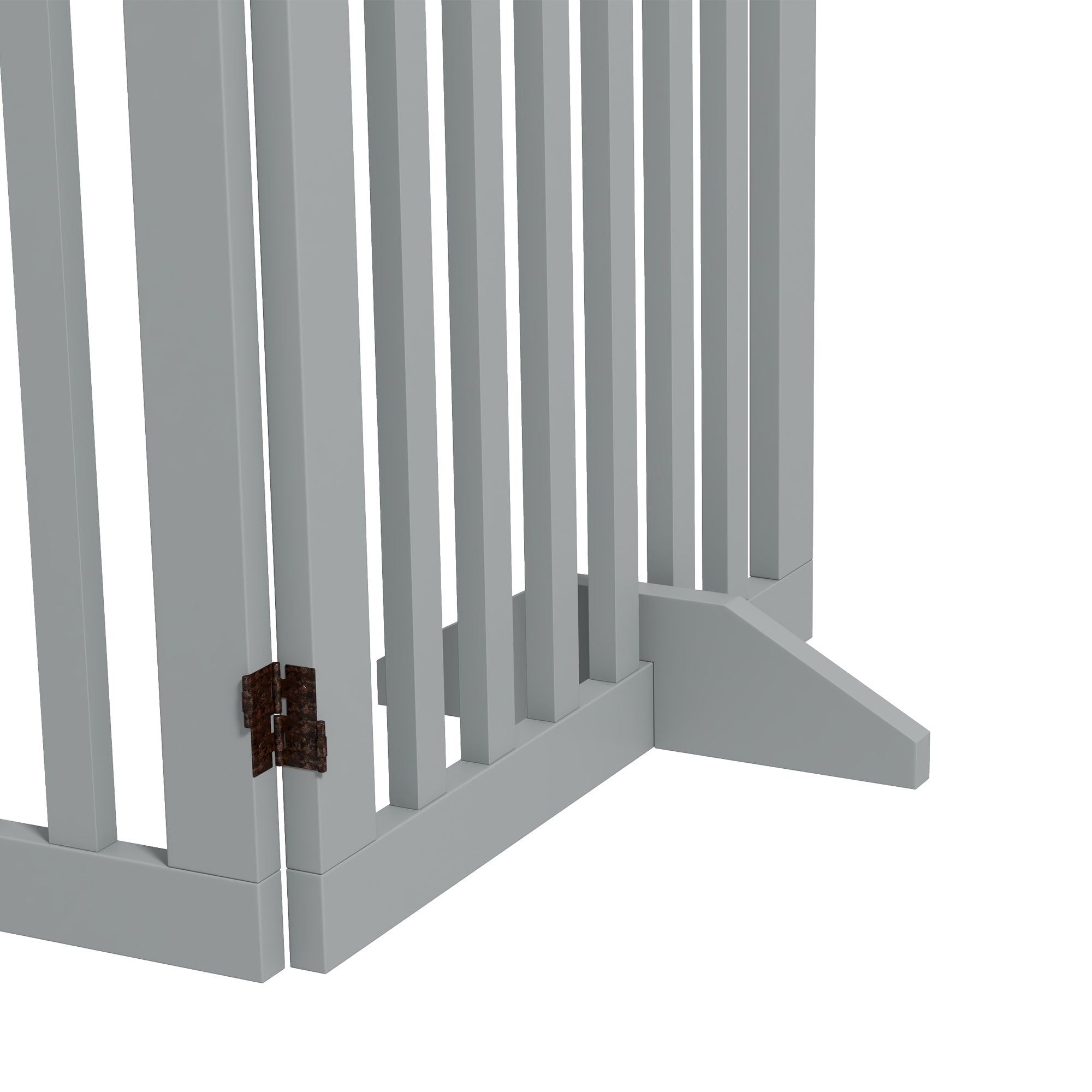 Freestanding Pet Gate 4 Panel Dog Barrier Folding Safety Fence with Support Feet up to 80.25" Long 29.5" Tall for Doorway Stairs Black Light Grey