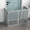Load image into Gallery viewer, Freestanding Pet Gate 4 Panel Dog Barrier Folding Safety Fence with Support Feet up to 80.25" Long 29.5" Tall for Doorway Stairs Black Light Grey
