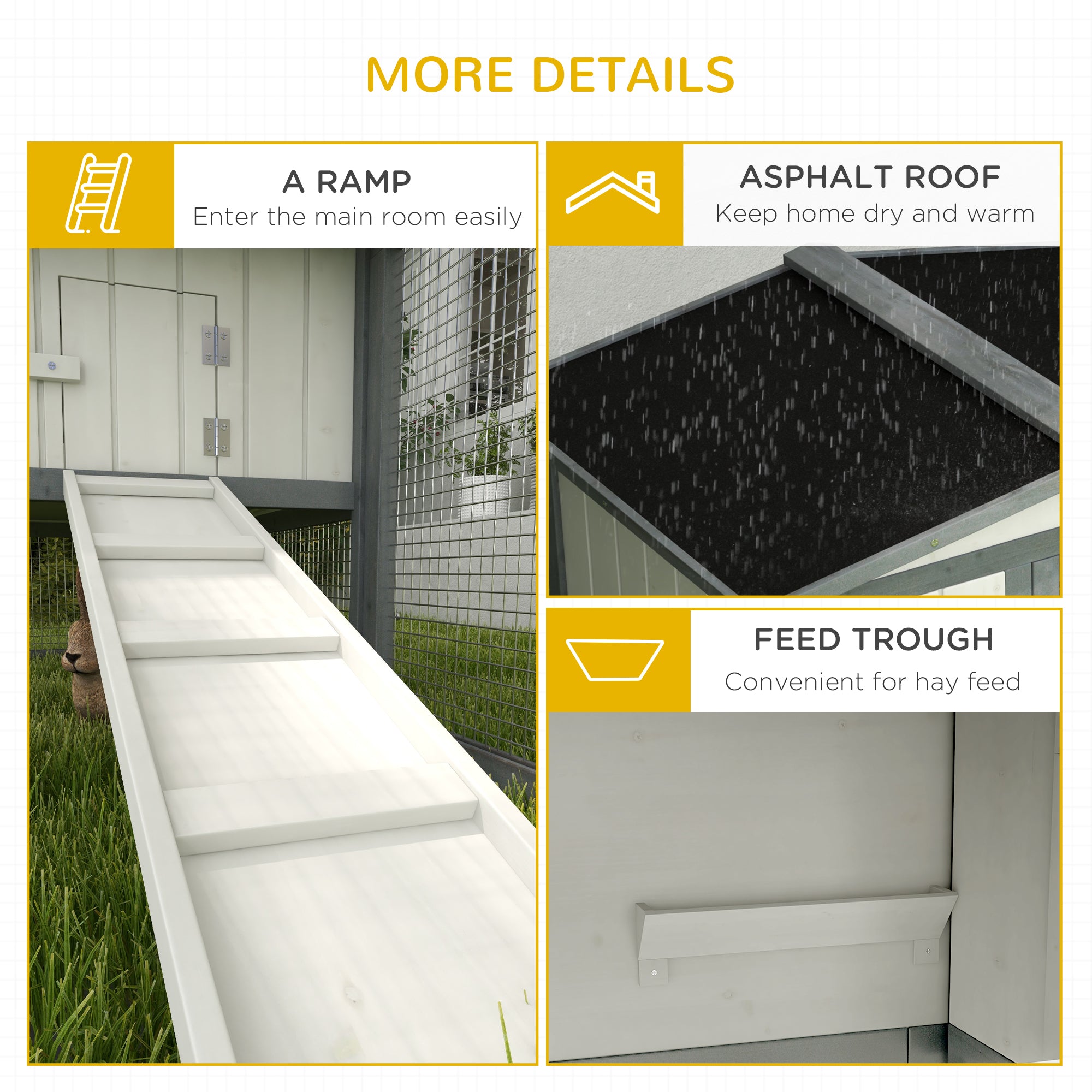 PawHut Rabbit Hutch 2-Story Bunny Cage, Guinea Pig Cage, Small Animal House with Slide Out Tray, for Indoor Outdoor, 61.5" x 23" x 27", White