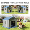 Load image into Gallery viewer, Dog Kennel Outdoor for Medium Dogs, Waterproof Plastic Dog House for Garden, Patio, Indoor Outdoor Pet Shelter with Elevated Base, 85 x 79 x 82 cm, Grey

