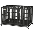 Load image into Gallery viewer, Heavy Duty Steel Dog Crate Kennel Pet Cage with Wheels for Portability and a Door for Convenient Access Anti-Pinching Floor, 49.2"L x 29.5"W x 34.6"H, Black
