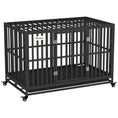 Load image into Gallery viewer, Heavy Duty Steel Dog Crate Kennel Pet Cage with Wheels for Portability and a Door for Convenient Access Anti-Pinching Floor, 49.2"L x 29.5"W x 34.6"H, Black
