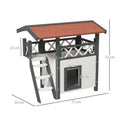 Load image into Gallery viewer, Cat House Outdoor, Wooden Feral Cat House with Balcony Stairs Asphalt Waterproof 77L x 50W x 73Hcm - White

