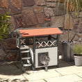 Load image into Gallery viewer, Cat House Outdoor, Wooden Feral Cat House with Balcony Stairs Asphalt Waterproof 77L x 50W x 73Hcm - White
