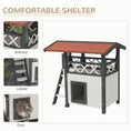 Load image into Gallery viewer, Cat House Outdoor, Wooden Feral Cat House with Balcony Stairs Asphalt Waterproof 77L x 50W x 73Hcm - White
