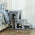 Load image into Gallery viewer, Adjustable Height Cat Stairs, 4-Step Pet Steps with Scratching Posts, Cat Condo, Hanging Ball, Dog Stairs for Sofa and High Bed, for Kittens and Small Dogs, Grey
