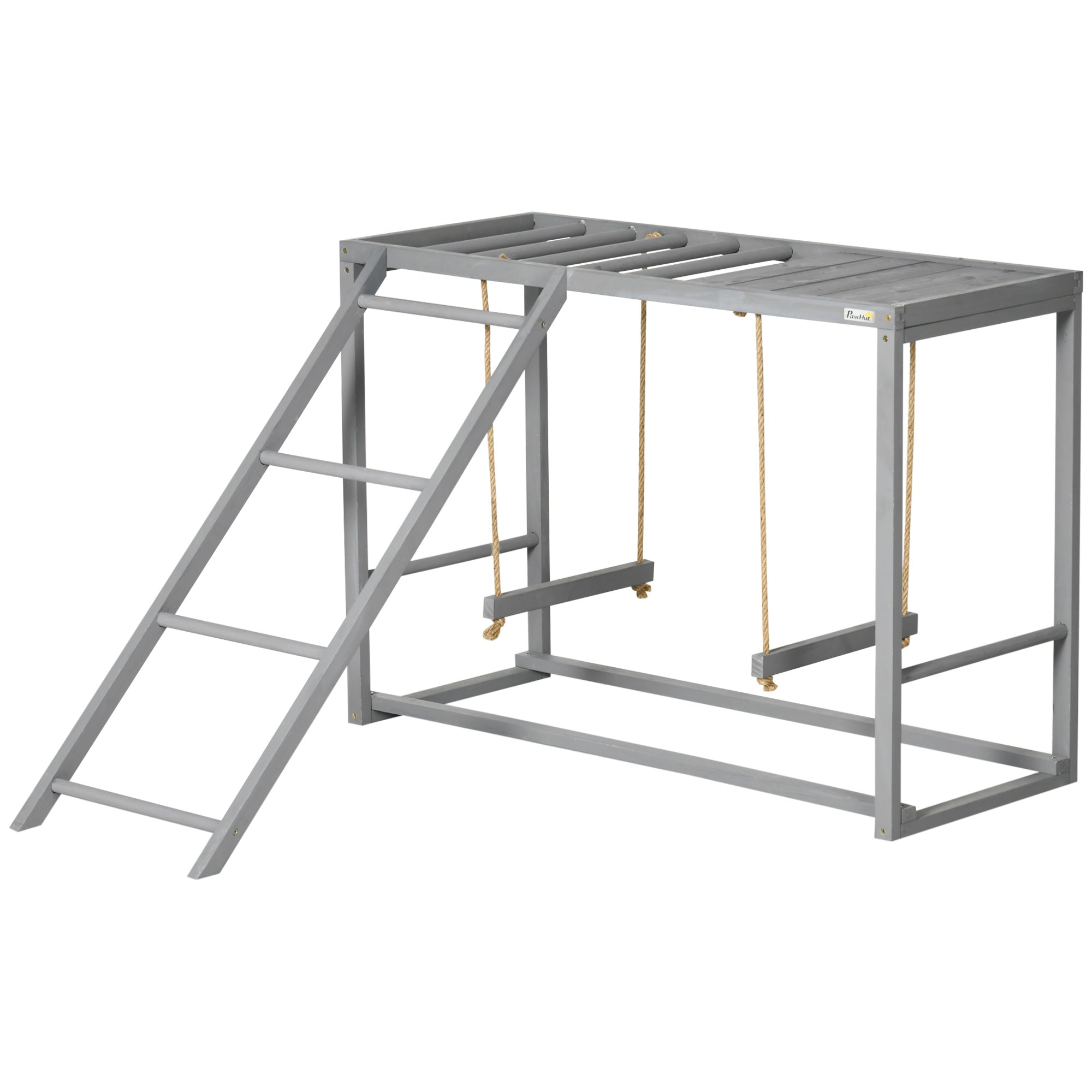 Chicken Activity Play with Swing Set, Wooden Chicken Coop Accessory with Multiple Chicken Perches & Hen Ladder for 3-4 Chickens, Grey