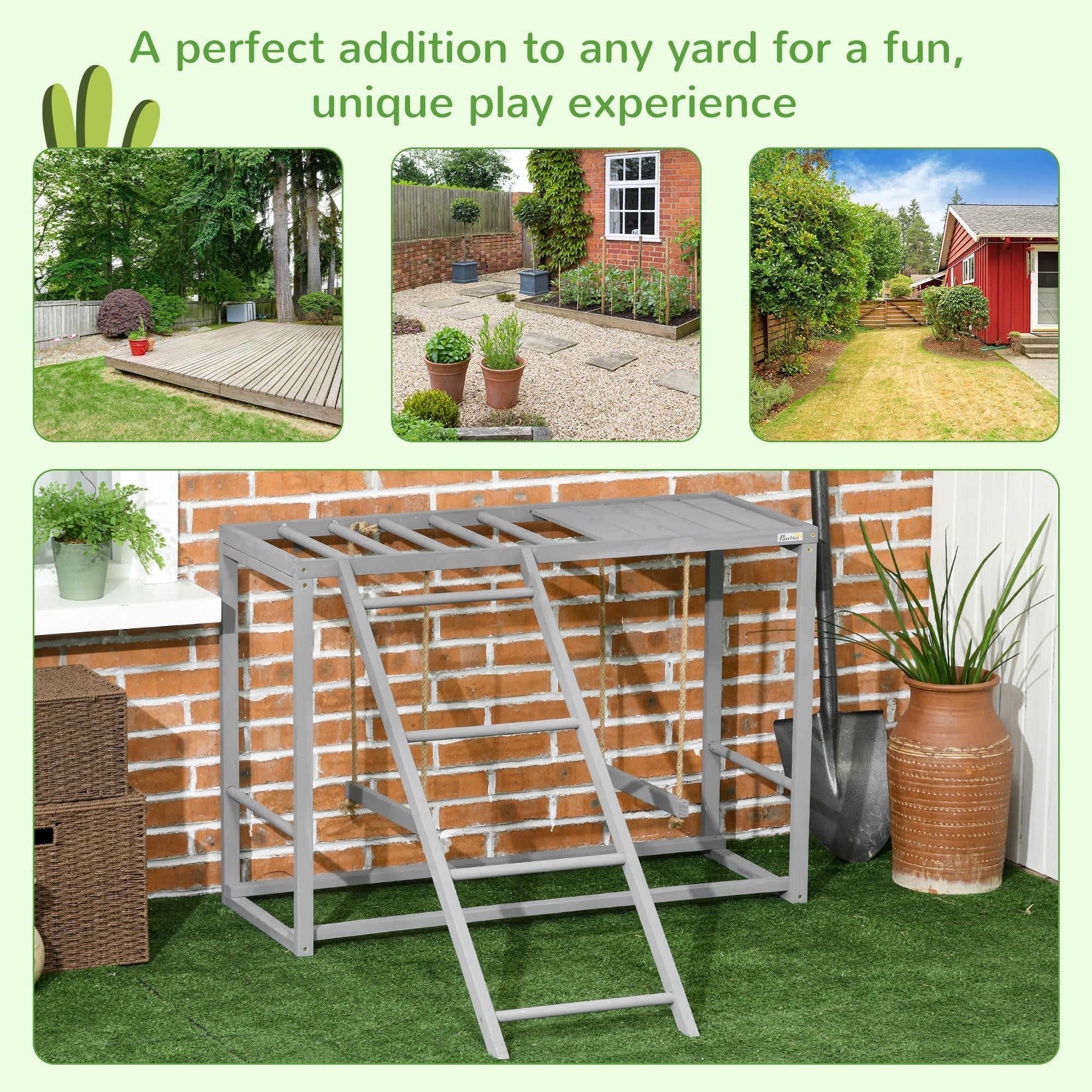 Chicken Activity Play with Swing Set, Wooden Chicken Coop Accessory with Multiple Chicken Perches & Hen Ladder for 3-4 Chickens, Grey