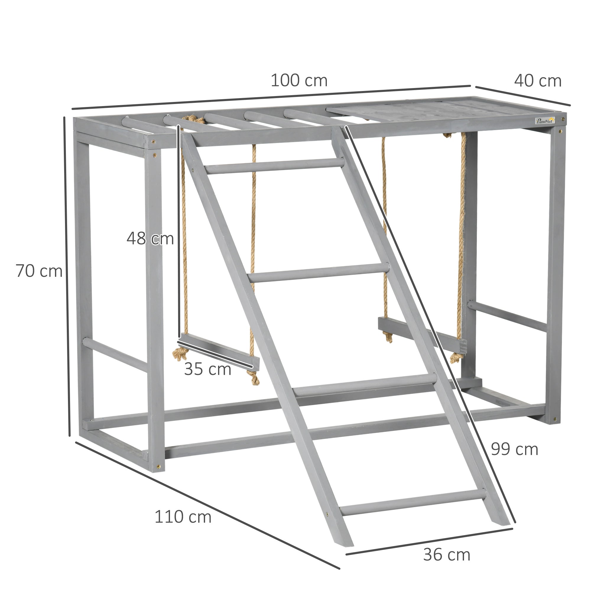 Chicken Activity Play with Swing Set, Wooden Chicken Coop Accessory with Multiple Chicken Perches & Hen Ladder for 3-4 Chickens, Grey