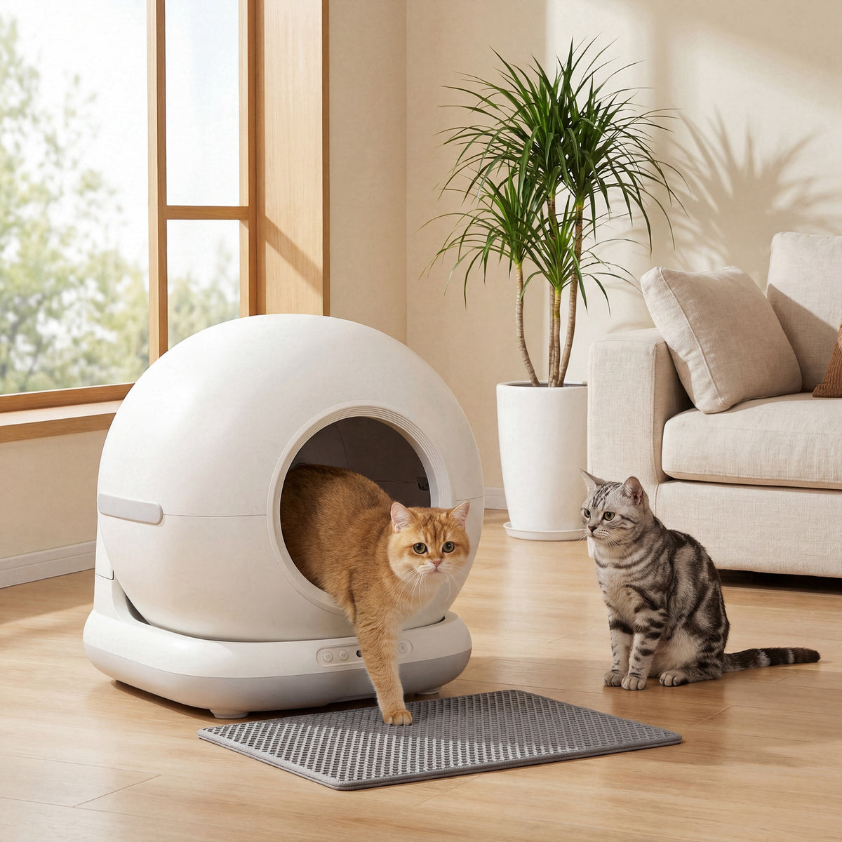 Automatic Litter Box, Self Cleaning Litter Box for Multiple Cats, 72L Extra Large, App Control, 2.4G Wifi, Odor & Noise Control, Safety Sensors, Deodorant Gel, Litter Mat, 1 Roll Garbage Bag