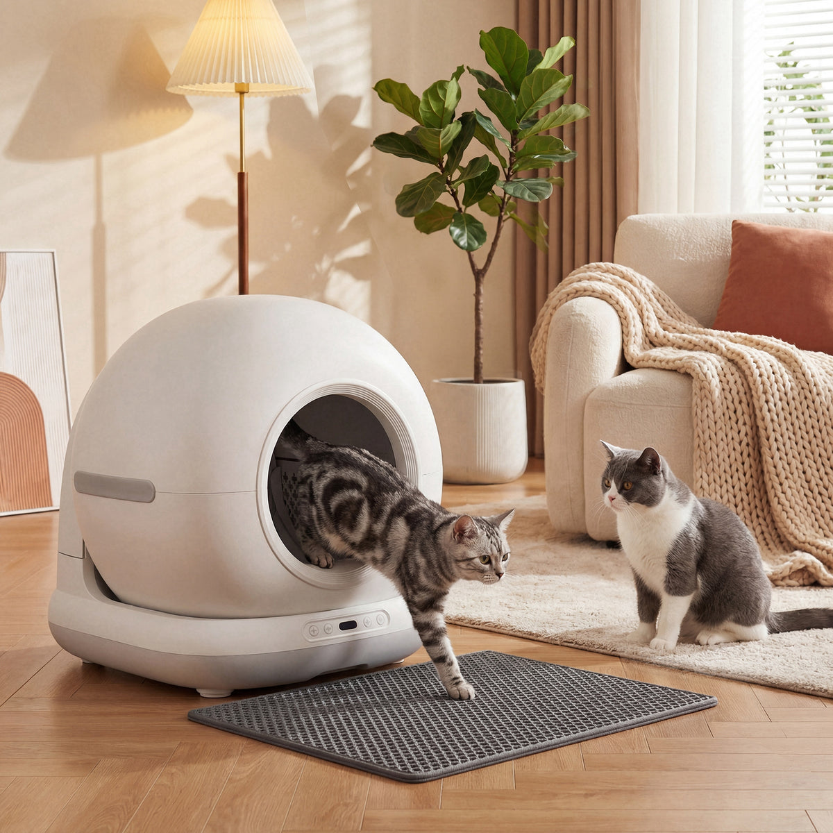 Automatic Litter Box, Self Cleaning Litter Box for Multiple Cats, 72L Extra Large, App Control, 2.4G Wifi, Odor & Noise Control, Safety Sensors, Deodorant Gel, Litter Mat, 1 Roll Garbage Bag
