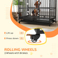 Load image into Gallery viewer, PawHut 48" Heavy Duty Dog Crate, Strong Steel Large Dog Crate with 4 Lockable Wheels, Double Doors, Openable Top and Removable Tray, for Extra Large and Large Dogs, Black
