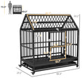 Load image into Gallery viewer, PawHut 48" Heavy Duty Dog Crate, Strong Steel Large Dog Crate with 4 Lockable Wheels, Double Doors, Openable Top and Removable Tray, for Extra Large and Large Dogs, Black
