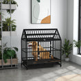 Load image into Gallery viewer, PawHut 48" Heavy Duty Dog Crate, Strong Steel Large Dog Crate with 4 Lockable Wheels, Double Doors, Openable Top and Removable Tray, for Extra Large and Large Dogs, Black
