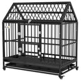 Load image into Gallery viewer, PawHut 48" Heavy Duty Dog Crate, Strong Steel Large Dog Crate with 4 Lockable Wheels, Double Doors, Openable Top and Removable Tray, for Extra Large and Large Dogs, Black
