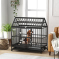 Load image into Gallery viewer, PawHut 48" Heavy Duty Dog Crate, Strong Steel Large Dog Crate with 4 Lockable Wheels, Double Doors, Openable Top and Removable Tray, for Extra Large and Large Dogs, Black
