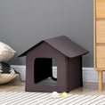 Load image into Gallery viewer, PawHut Heated Cat Houses for Outdoor and Indoor, Portable Kitty Shelter, Waterproof and Insulated, Brown
