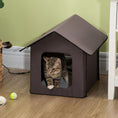 Load image into Gallery viewer, PawHut Heated Cat Houses for Outdoor and Indoor, Portable Kitty Shelter, Waterproof and Insulated, Brown
