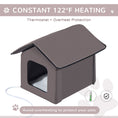Load image into Gallery viewer, PawHut Heated Cat Houses for Outdoor and Indoor, Portable Kitty Shelter, Waterproof and Insulated, Brown
