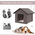 Load image into Gallery viewer, PawHut Heated Cat Houses for Outdoor and Indoor, Portable Kitty Shelter, Waterproof and Insulated, Brown
