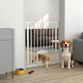 Charger l'image dans la visionneuse de la galerie, 29.5-33.5" Adjustable Dog Gate with Cat Door, Easy-Install Pressure/Hardware Mounted Pet Gate for Doorways and Hallways, White
