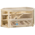 Load image into Gallery viewer, Wooden Large Hamster Cage Small Animal Exercise Play House 3 Tier with Sliding Tray, Seesaws, Water Bottle, Natural
