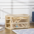 Load image into Gallery viewer, Wooden Large Hamster Cage Small Animal Exercise Play House 3 Tier with Sliding Tray, Seesaws, Water Bottle, Natural
