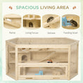 Load image into Gallery viewer, Wooden Large Hamster Cage Small Animal Exercise Play House 3 Tier with Sliding Tray, Seesaws, Water Bottle, Natural
