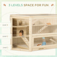 Load image into Gallery viewer, Wooden Large Hamster Cage Small Animal Exercise Play House 3 Tier with Sliding Tray, Seesaws, Water Bottle, Natural
