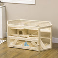 Load image into Gallery viewer, Wooden Large Hamster Cage Small Animal Exercise Play House 3 Tier with Sliding Tray, Seesaws, Water Bottle, Natural
