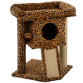 Charger l'image dans la visionneuse de la galerie, Cat Tree, Small Cat Tower with Perch, Scratching Post, Pet Condo, Toy Ball for Kitty, Indoor Use, Leopard Print
