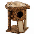 Charger l'image dans la visionneuse de la galerie, Cat Tree, Small Cat Tower with Perch, Scratching Post, Pet Condo, Toy Ball for Kitty, Indoor Use, Leopard Print
