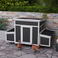 Charger l'image dans la visionneuse de la galerie, Chicken Coop, Wooden Hen House with Wheels for 6 Chickens, Outdoor Poultry Cage Rabbit Hutch Duck Coop Hen House with Nesting Box, Tray, Windows, Dark Grey

