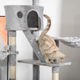 Load image into Gallery viewer, Floor to Ceiling Cat Tree, 240-260cm Adjustable Height Kitten Tower with Scratching Posts, Cat Houses, Ramps, Hammocks, Toy Balls, Tunnel for Indoor Use- Light Grey
