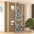 Load image into Gallery viewer, Floor to Ceiling Cat Tree, 240-260cm Adjustable Height Kitten Tower with Scratching Posts, Cat Houses, Ramps, Hammocks, Toy Balls, Tunnel for Indoor Use- Light Grey
