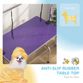 Charger l'image dans la visionneuse de la galerie, 43"L Dog Grooming Table, Pet Foldable Grooming Table with 8"- 32" Adjustable Arm, Two Nooses, Mesh Tray and Rubber Top for Large Medium Small Pets, Purple
