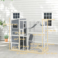 Load image into Gallery viewer, Catio Outdoor Cat Enclosure, 76" L Large Weatherproof Cat House with Cat Condo, Jumping Platforms, Ladder, Ramps, Hammock for 2-3 Indoor Cats, Grey
