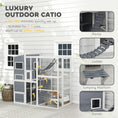 Load image into Gallery viewer, Catio Outdoor Cat Enclosure, 76" L Large Weatherproof Cat House with Cat Condo, Jumping Platforms, Ladder, Ramps, Hammock for 2-3 Indoor Cats, Grey
