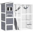 Load image into Gallery viewer, Catio Outdoor Cat Enclosure, 76" L Large Weatherproof Cat House with Cat Condo, Jumping Platforms, Ladder, Ramps, Hammock for 2-3 Indoor Cats, Grey
