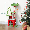 Load image into Gallery viewer, Christmas Cat Tree, 103cm Multilevel Cat Climbing Tower with Scratching Post and Board, Condo, Platform and Toys, Kitty Activity Centre for Indoor Kittens, Green
