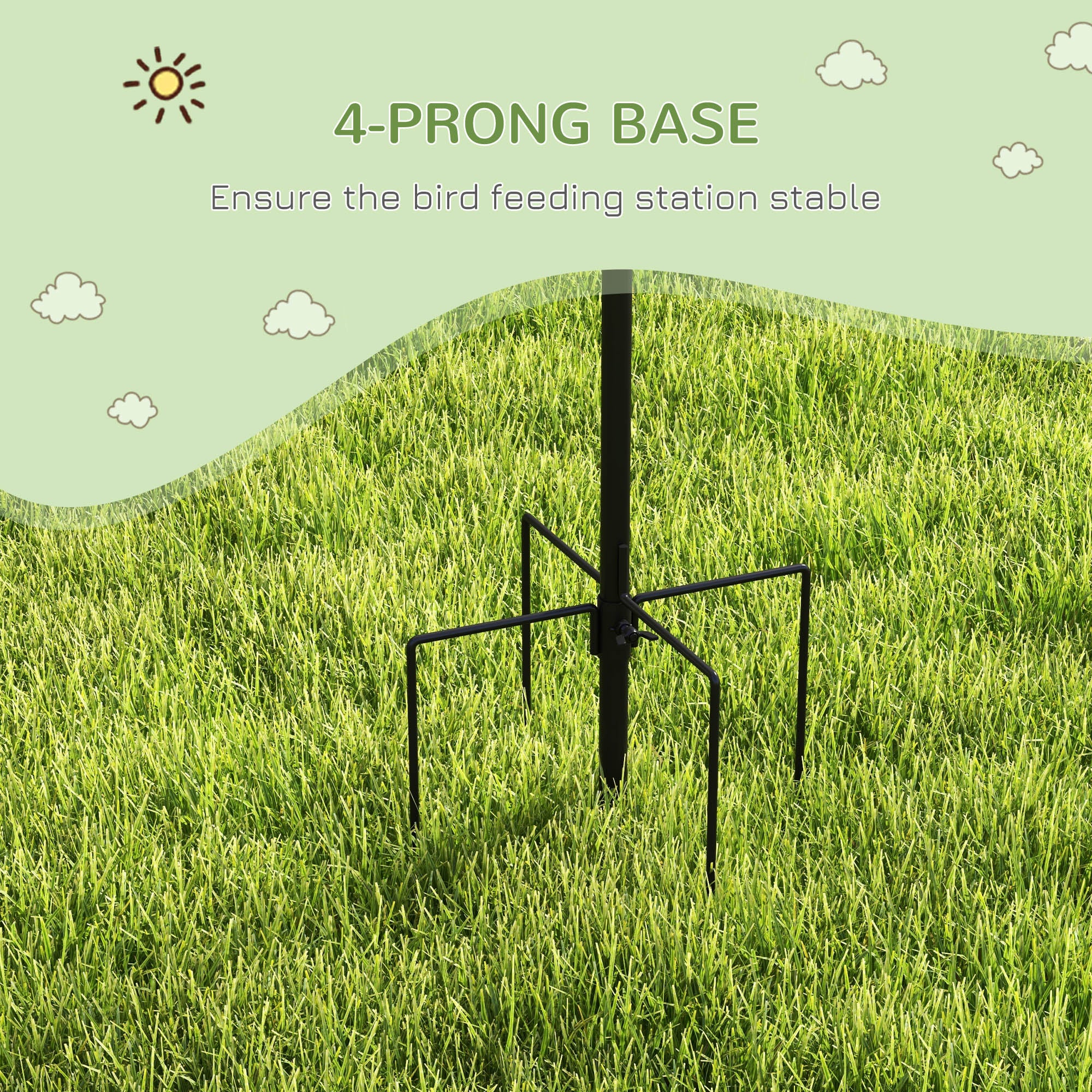 Bird Feeding Station Kit, Wild Bird Feeder Pole with 6 Hooks, 4 Hanging Feeders for Peanuts, Seed, Fat Balls, for Garden, Outdoor, Black