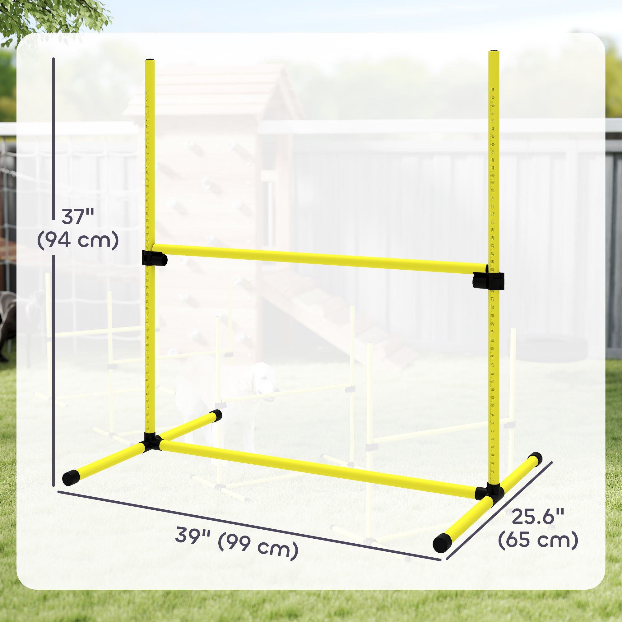 39"L Dog Agility Training Equipment for Large Medium Small Dog, 6 PCS Adjustable Height Hurdles for Agility Training, Obstacle Course Starter Kit, 6KG Net Wight, Yellow