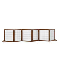 Load image into Gallery viewer, Wooden Pet Gate, Dog Safety Barrier, Freestanding Foldable Fence, w/ 6 Panels, 2 Support Feet, for House Doorway Stairs, Small & Medium Dogs, Coffee
