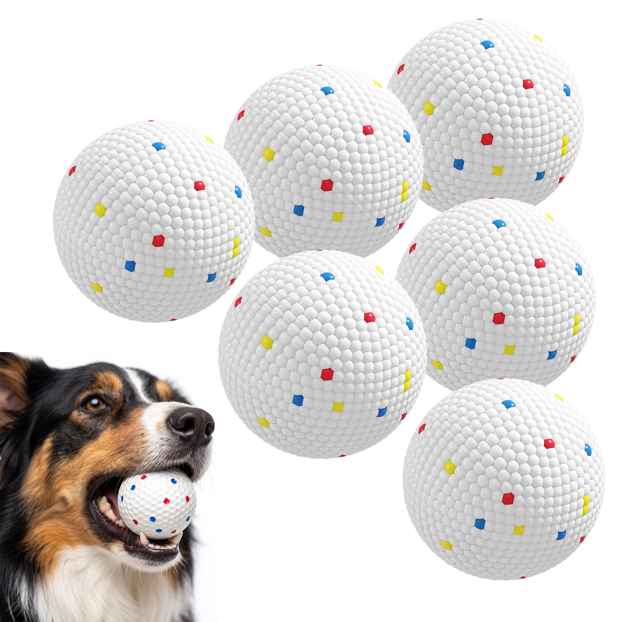 6 Pack Dog Balls Toys Fits Aggressive Chewers, Indestructible Teething and Water ETPU Balls for Throw and Fetch, High Bounce Interactive Toys for Small and Medium Dogs, 5.8cm/2.3Inch
