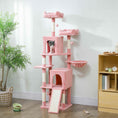 Load image into Gallery viewer, Cat Tree, 70" Multi-Level Cat Tower for Indoor with 2 Condos, 2 Plush Top Perches, Hammock, Platforms, Toy Balls, Sisal Scratching Posts and Board, Pink
