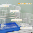 Load image into Gallery viewer, Bird Cage with Perches, Food Bowls, Swing, Parrot Cage for Budgie, Parakeet, Small Bird, 46.5 x 36 x 59cm, Blue
