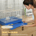 Load image into Gallery viewer, Bird Cage with Perches, Food Bowls, Swing, Parrot Cage for Budgie, Parakeet, Small Bird, 46.5 x 36 x 59cm, Blue
