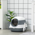 Load image into Gallery viewer, Foldable Cat Litter Box with Lid, Hooded Cat Litter Tray with High Sides, Air Freshener, Large Two-Way Entrance, Scoop, White
