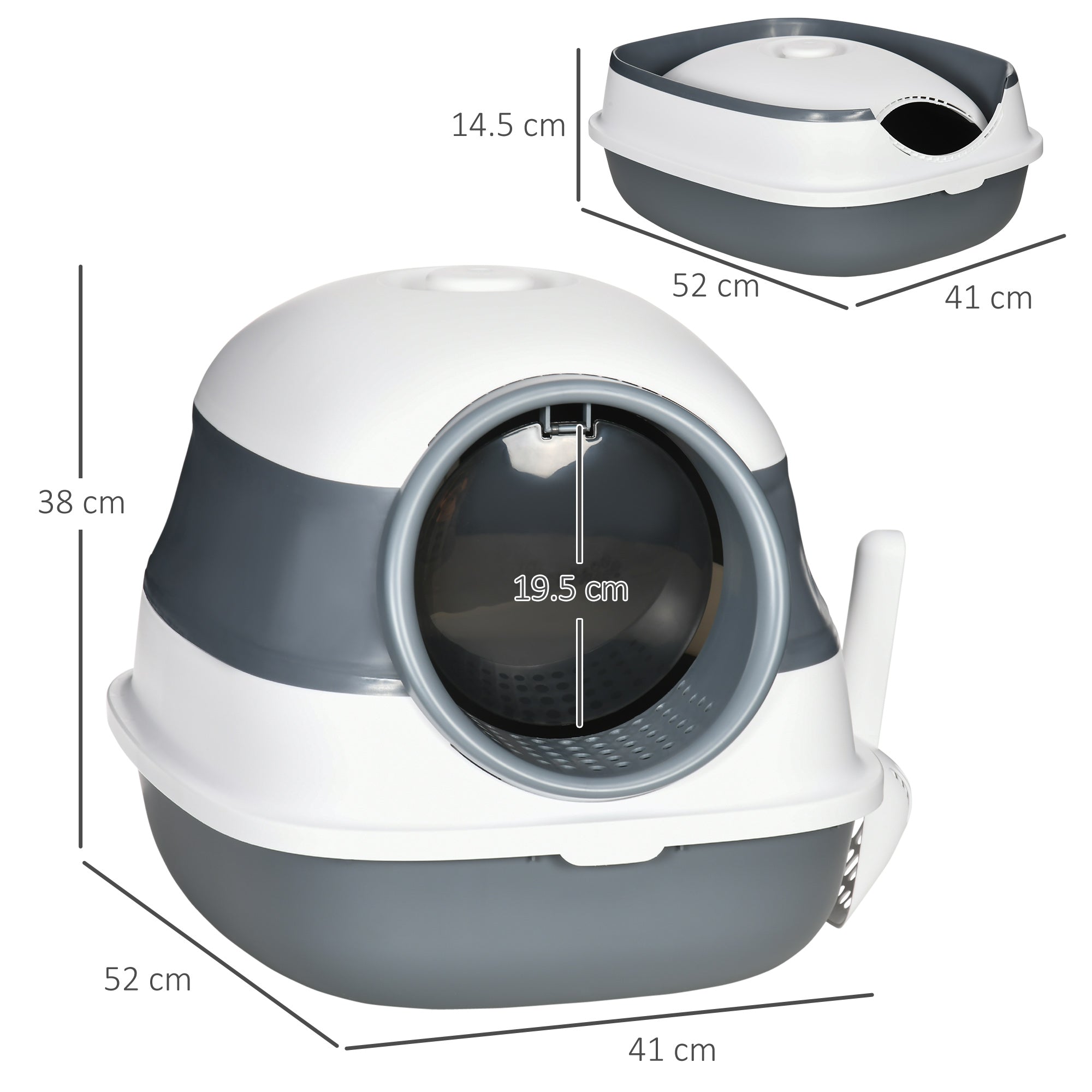 Foldable Cat Litter Box with Lid, Hooded Cat Litter Tray with High Sides, Air Freshener, Large Two-Way Entrance, Scoop, White