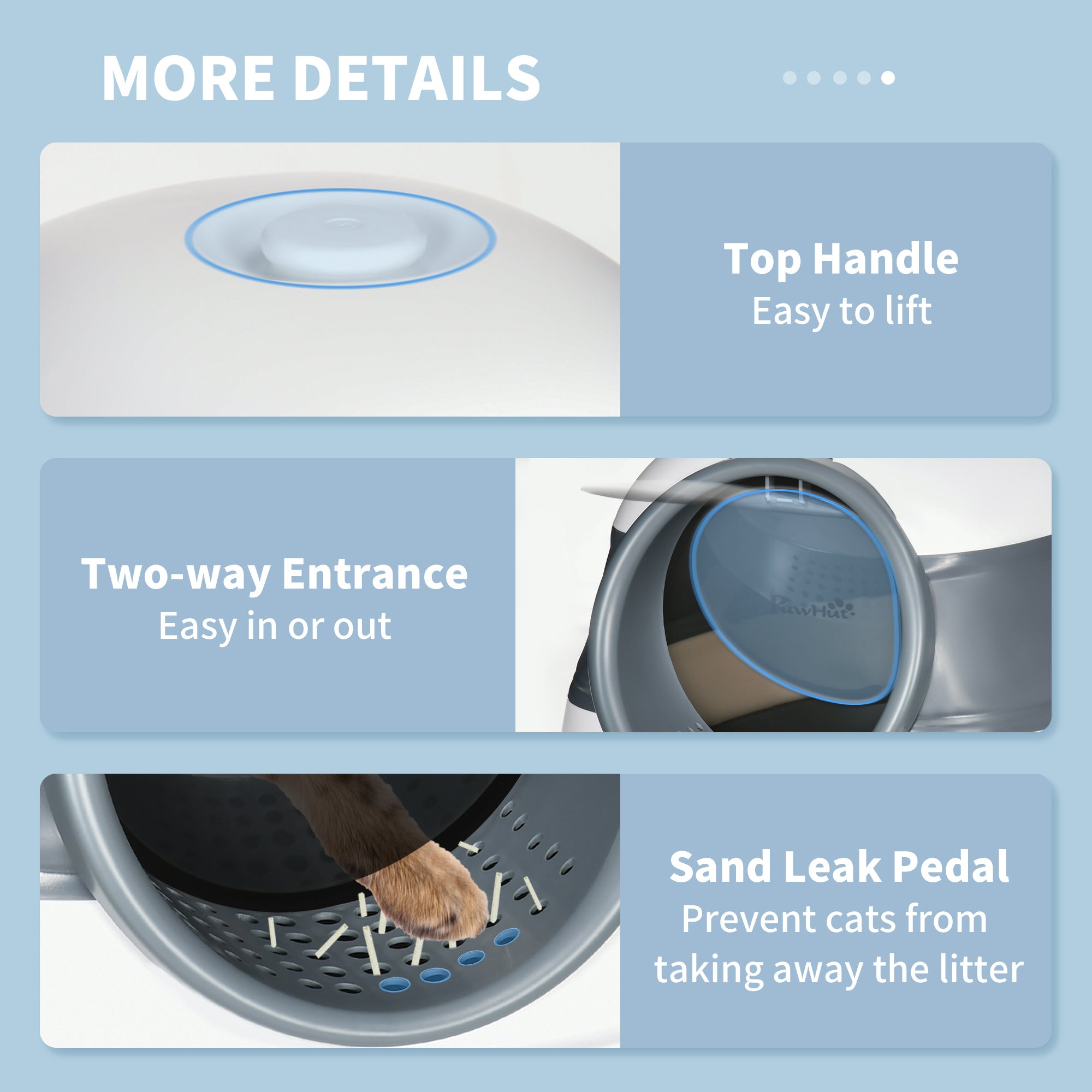 Foldable Cat Litter Box with Lid, Hooded Cat Litter Tray with High Sides, Air Freshener, Large Two-Way Entrance, Scoop, White